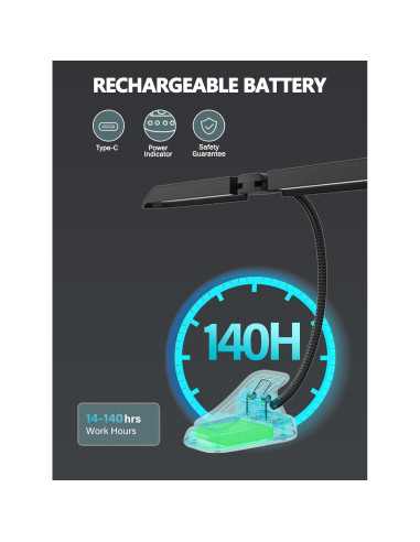 Lámpara de Atril Vekkia MST64 LED Recargable 5 Brillos 3 Colores