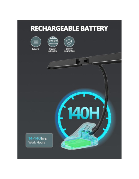 Lámpara de Atril Vekkia MST64 LED Recargable 5 Brillos 3 Colores