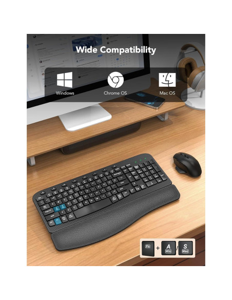 Combo Teclado y Ratón Inalámbrico SABLUTE Ergonómico Combo Teclado y Ratón Inalámbrico SABLUTE Ergonómico