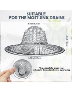 Filtros de Drenaje Shimeyao 100 Pcs Acero Inoxidable 7 cm 2