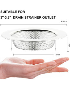 Colador de Fregadero de Acero Inoxidable LASSHSWA 2 Pcs 11,43 cm 2