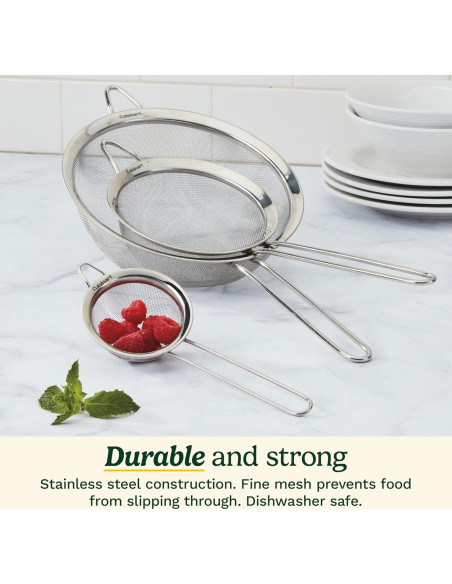 Set de 3 Coladores de Malla Cuisinart Acero Inoxidable