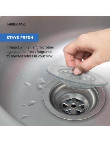 Colador y tapón Sinktastic Farberware, Plata, 17.8x12.7 cm