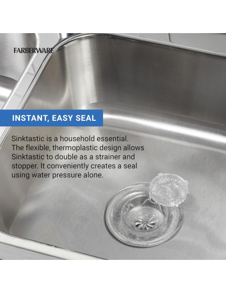 Colador y tapón Sinktastic Farberware, Plata, 17.8x12.7 cm