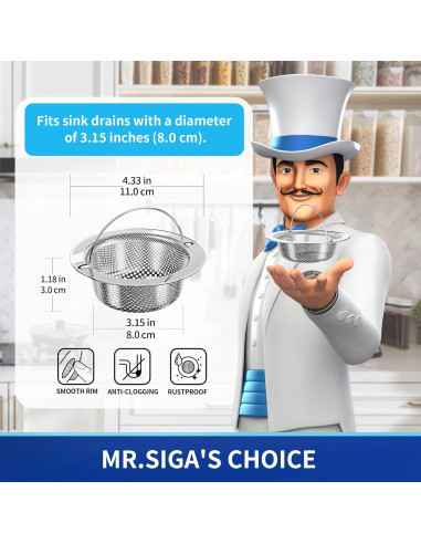Colador de Fregadero MR.SIGA Acero Inoxidable Paquete 2