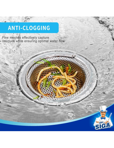 Colador de Fregadero MR.SIGA Acero Inoxidable Paquete 2