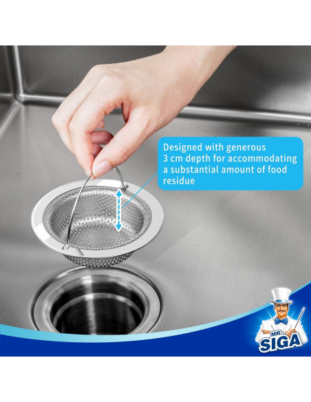 Colador de Fregadero MR.SIGA Acero Inoxidable Paquete 2