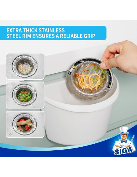 Colador de Fregadero MR.SIGA Acero Inoxidable Paquete 2