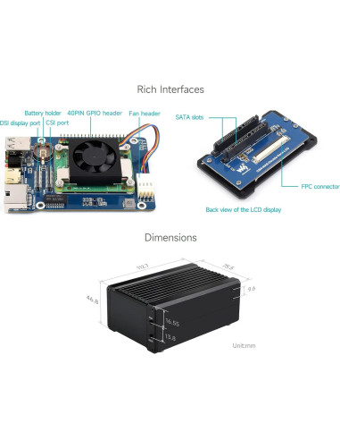 Almacenamiento en Red Waveshare CM4-NAS-Double-Deck 0.6kg