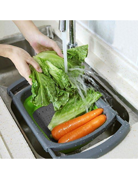 Colador Plegable QiMH Verde 6 Cuartos Silicona Ajustable