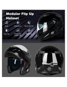 Casco Bluetooth FreedConn BM2-S Modular Mediano Negro Brillante 2