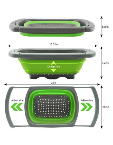 Colador Plegable QiMH Verde 6 Cuartos Silicona Ajustable