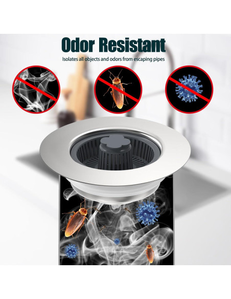 Colador de desagüe de fregadero MELAUDI 3 en 1 acero inoxidable