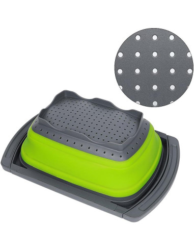Colador Plegable QiMH Verde 6 Cuartos Silicona Ajustable