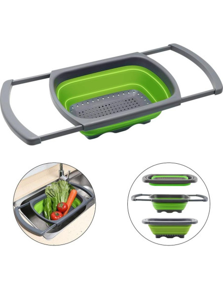 Colador Plegable QiMH Verde 6 Cuartos Silicona Ajustable