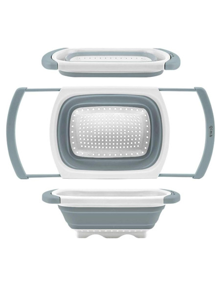Colador Plegable QiMH 6 Cuartos Silicona Gris y Blanco