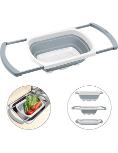 Colador Plegable QiMH 6 Cuartos Silicona Gris y Blanco 2