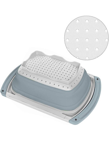Colador Plegable QiMH 6 Cuartos Silicona Gris y Blanco
