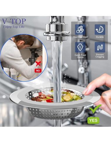 Colador de desagüe V-TOP acero inoxidable 4 piezas 11.43 cm