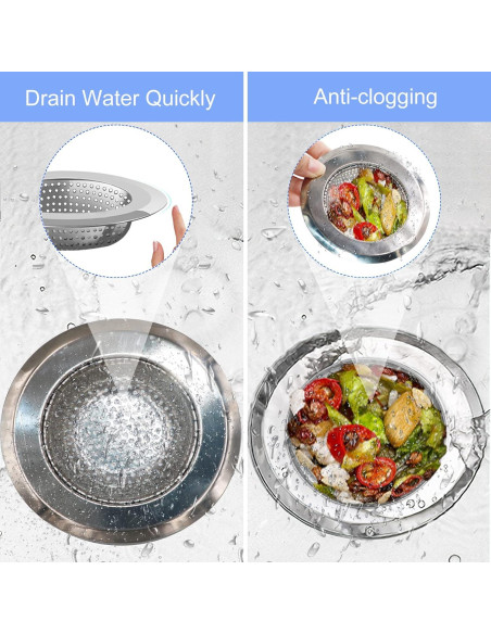 Colador de desagüe V-TOP acero inoxidable 4 piezas 11.43 cm Colador de desagüe V-TOP acero inoxidable 4 piezas 11.43 cm