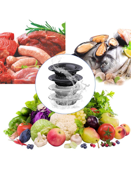 Colador de desagüe V-TOP acero inoxidable 4 piezas 11.43 cm Colador de desagüe V-TOP acero inoxidable 4 piezas 11.43 cm