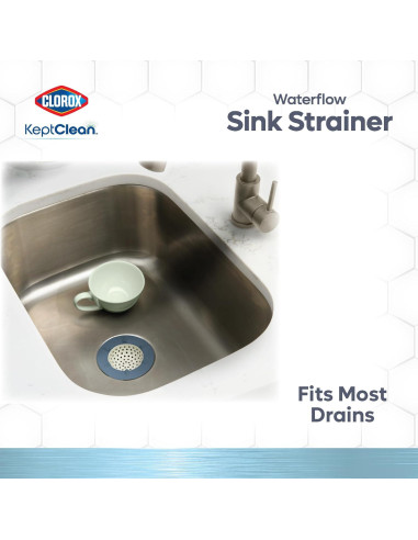 Colador de Fregadero Clorox KeptClean Azul Acero 20,5x15,6 cm