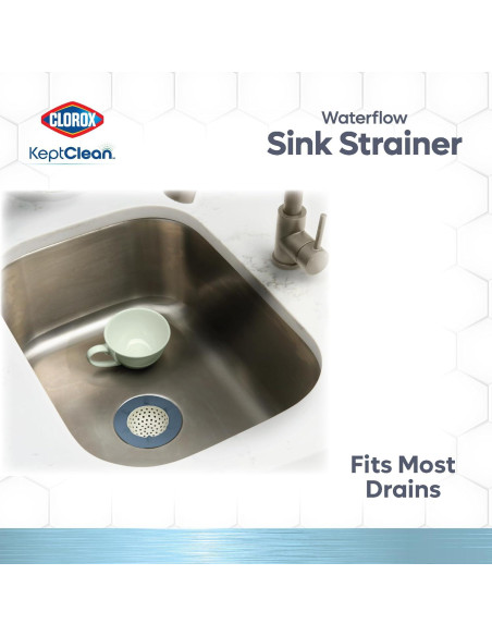 Colador de Fregadero Clorox KeptClean Azul Acero 20,5x15,6 cm