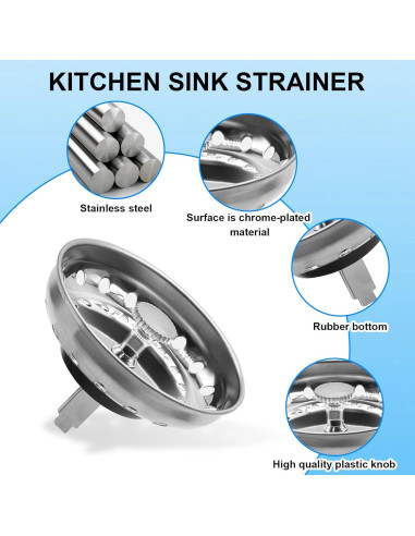 Colador de Fregadero de Cocina Yasdyri Acero Inoxidable 2 Piezas