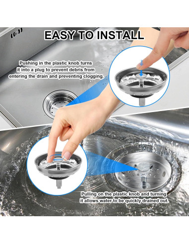 Colador de Fregadero de Cocina Yasdyri Acero Inoxidable 2 Piezas