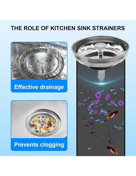 Colador de Fregadero de Cocina Yasdyri Acero Inoxidable 2 Piezas