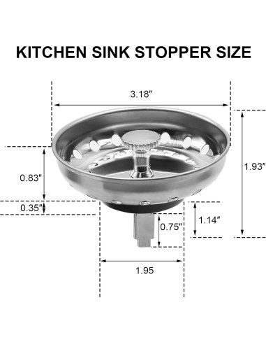 Colador de Fregadero de Cocina Yasdyri Acero Inoxidable 2 Piezas