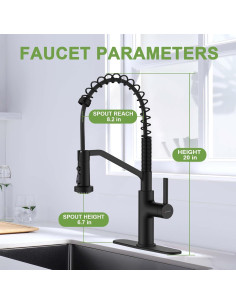 Grifo de cocina Ruvida negro mate arco alto con rociador 2