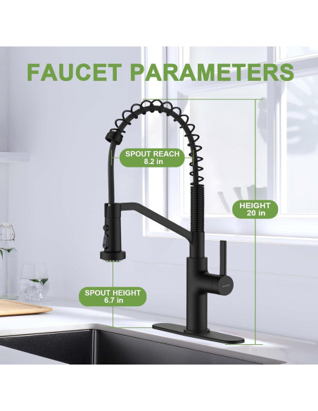 Grifo de cocina Ruvida negro mate arco alto con rociador