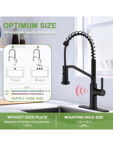 Grifo de cocina Ruvida negro mate arco alto con rociador