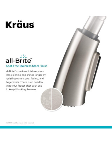 Grifo de Cocina Kraus Nolen 41.5 cm Doble Función Acero Inoxidable