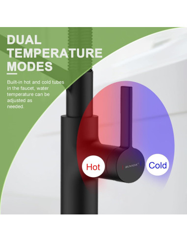 Grifo de cocina Ruvida negro mate arco alto con rociador