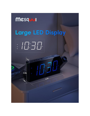Reloj Despertador Proyector Digital Mesqool 7" LED Ajustable