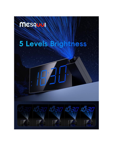 Reloj Despertador Proyector Digital Mesqool 7" LED Ajustable