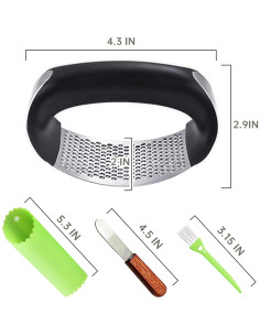 Prensa de Ajo JASVIC Acero Inoxidable Ergonómica 10,9 cm 2