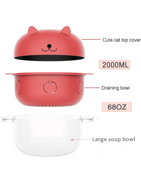 Tazón de Ramen NICO SEE WONDER 2000 ML Rojo Microondas