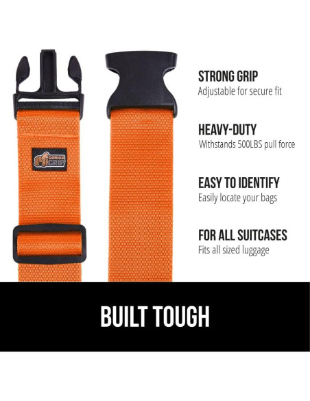 Correas de Equipaje Ajustables Gorilla Grip Naranja 2 Pzas