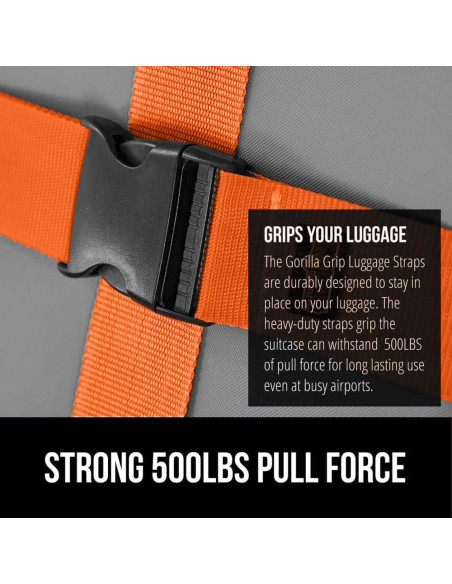 Correas de Equipaje Ajustables Gorilla Grip Naranja 2 Pzas