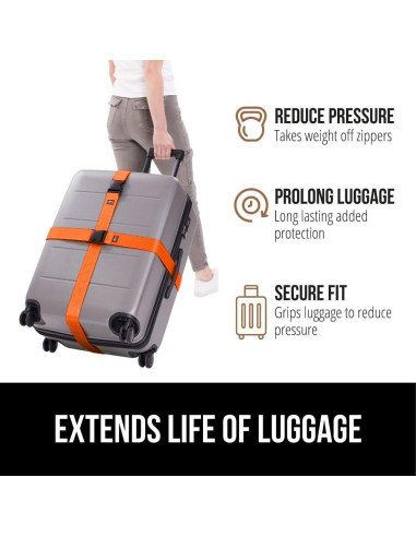Correas de Equipaje Ajustables Gorilla Grip Naranja 2 Pzas