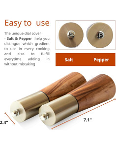 Juego de Molinillos de Sal y Pimienta KOCHIRAKOSO Dorados 2