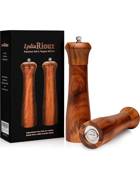 Juego de Molinillos de Sal y Pimienta Lydia Rioux 20 cm Madera Juego de Molinillos de Sal y Pimienta Lydia Rioux 20 cm Madera