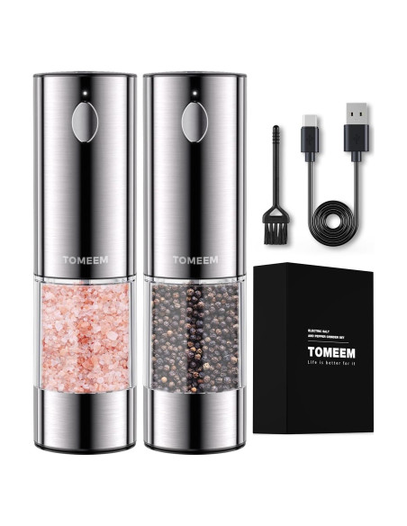 Juego de Molinillos Eléctricos de Sal y Pimienta TOMEEM 66g