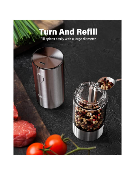 Juego de Molinillos Eléctricos de Sal y Pimienta TOMEEM 66g