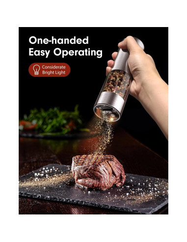 Juego de Molinillos Eléctricos de Sal y Pimienta TOMEEM 66g