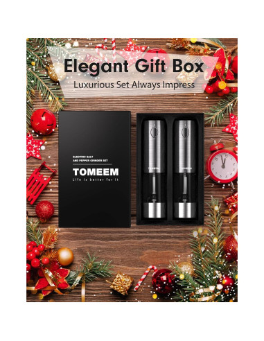 Juego de Molinillos Eléctricos de Sal y Pimienta TOMEEM 66g