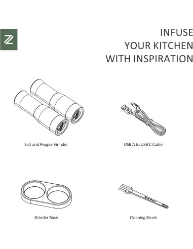 Juego de Molinillos Eléctricos de Sal y Pimienta Zadelar 70g
